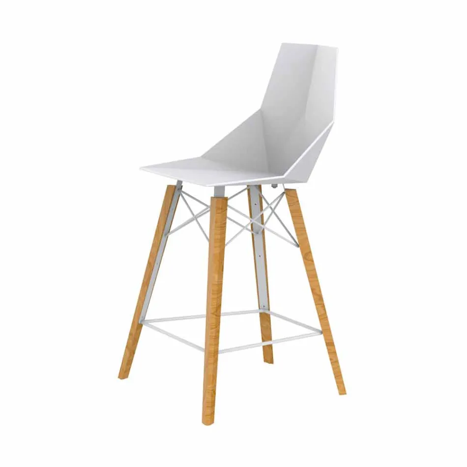 Tabouret de cuisine design en bois et plastique de différentes couleurs - Faz Wood par Vondom Viadurini