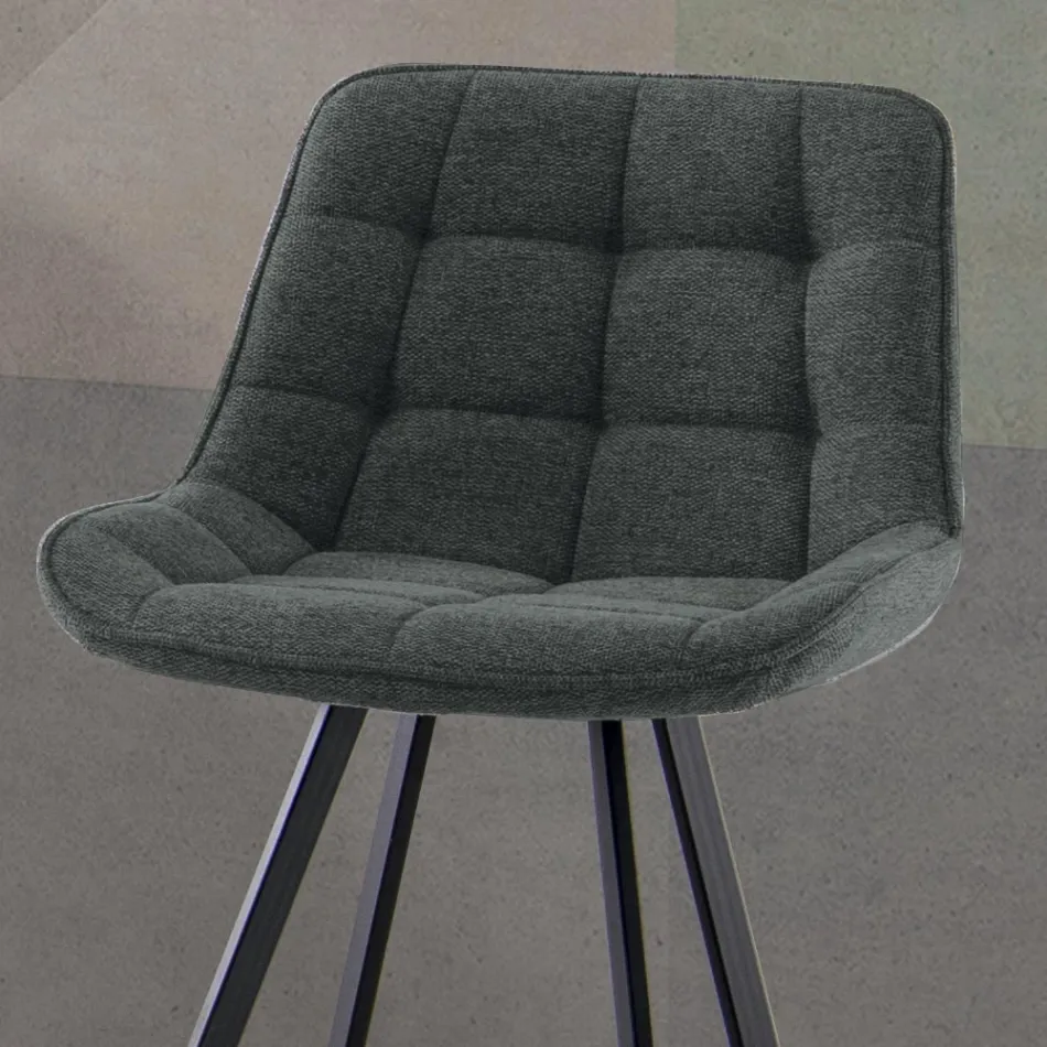 Tabouret de Cuisine Rembourré avec Structure en Métal 2 Pièces - Raggia Viadurini