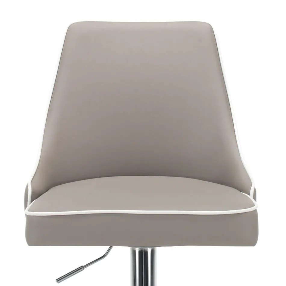 Tabouret de cuisine en éco-cuir et acier chromé fabriqué en Italie - Nirvana Viadurini