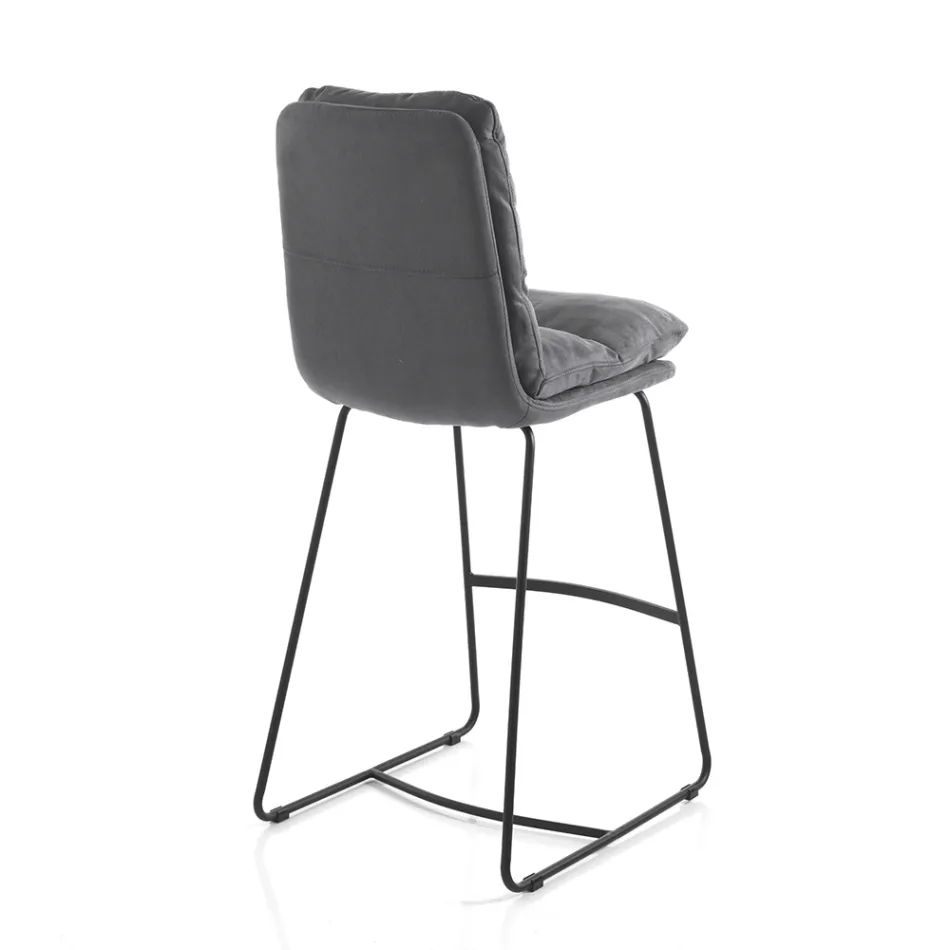 Tabouret de Cuisine en Microfibre Effet Velours Gris 2 Pièces - Fortaleza Viadurini