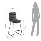 Tabouret de Cuisine en Microfibre Effet Velours Gris 2 Pièces - Fortaleza Viadurini