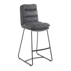 Tabouret de Cuisine en Microfibre Effet Velours Gris 2 Pièces - Fortaleza Viadurini