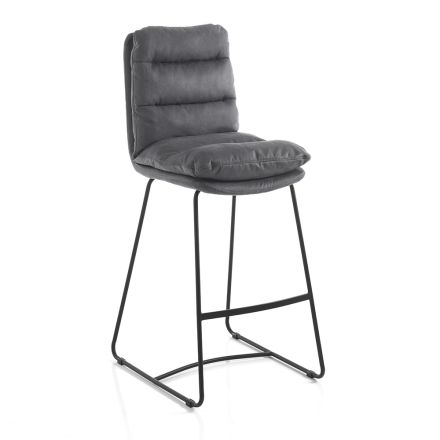 Tabouret de Cuisine en Microfibre Effet Velours Gris 2 Pièces - Fortaleza Viadurini