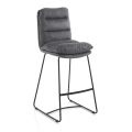 Tabouret de Cuisine en Microfibre Effet Velours Gris 2 Pièces - Fortaleza