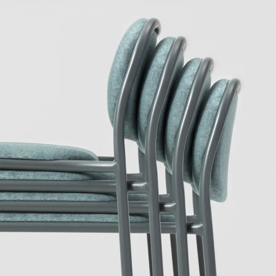 Tabouret de Cuisine en Tissu et Métal Made in Italy 2 Pièces - Sangria Viadurini