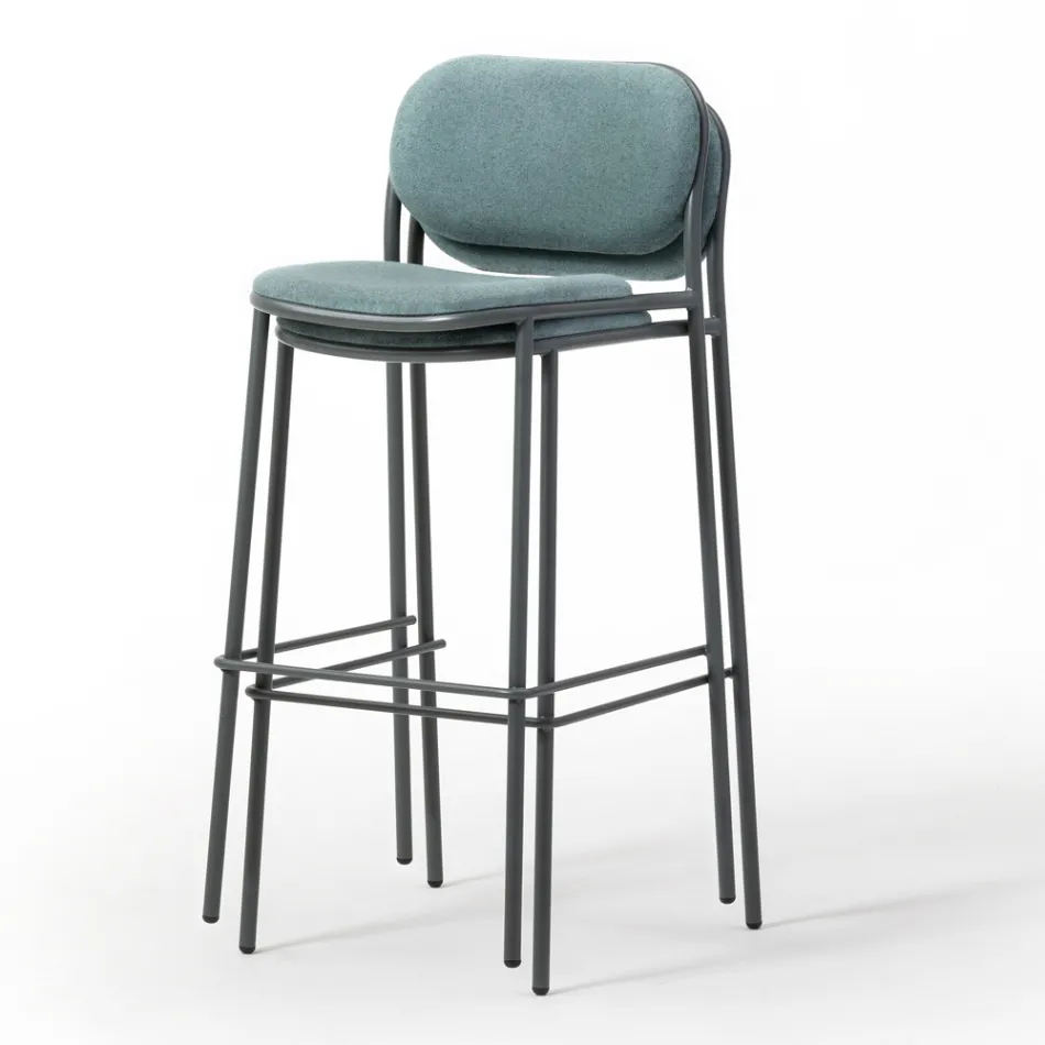 Tabouret de Cuisine en Tissu et Métal Made in Italy 2 Pièces - Sangria Viadurini