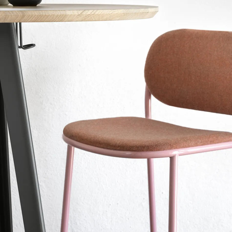 Tabouret de Cuisine en Tissu et Métal Made in Italy 2 Pièces - Sangria Viadurini