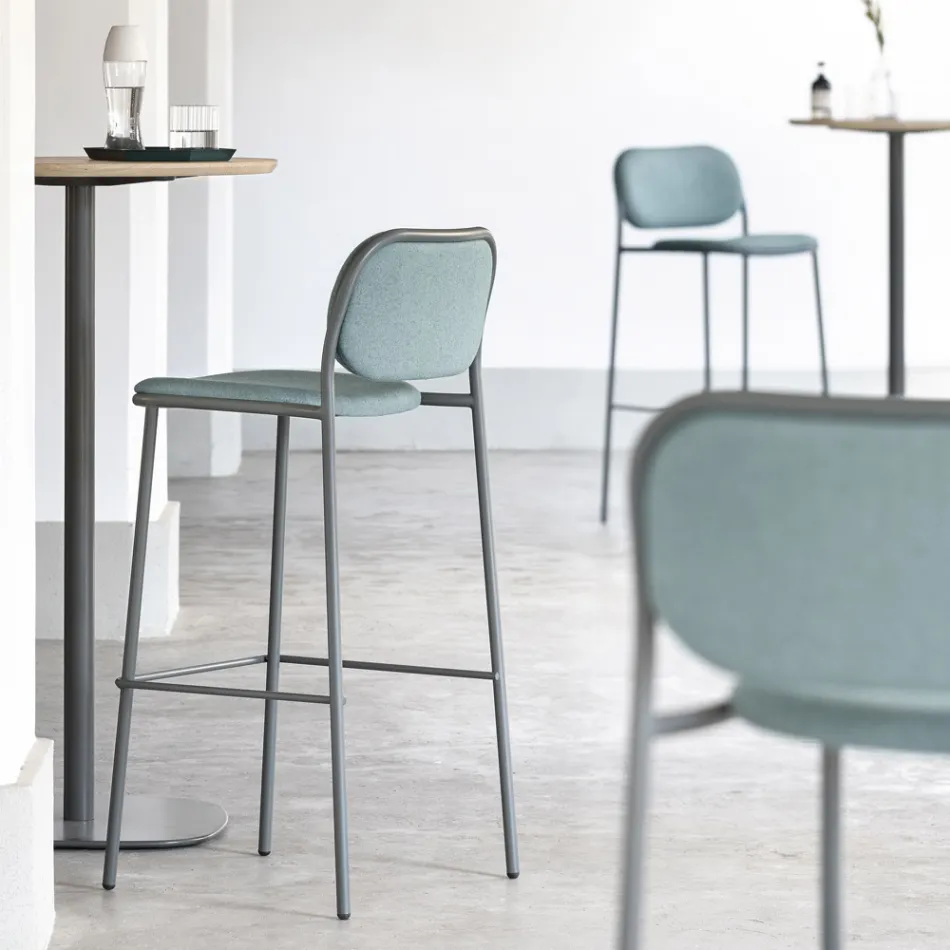 Tabouret de Cuisine en Tissu et Métal Made in Italy 2 Pièces - Sangria Viadurini