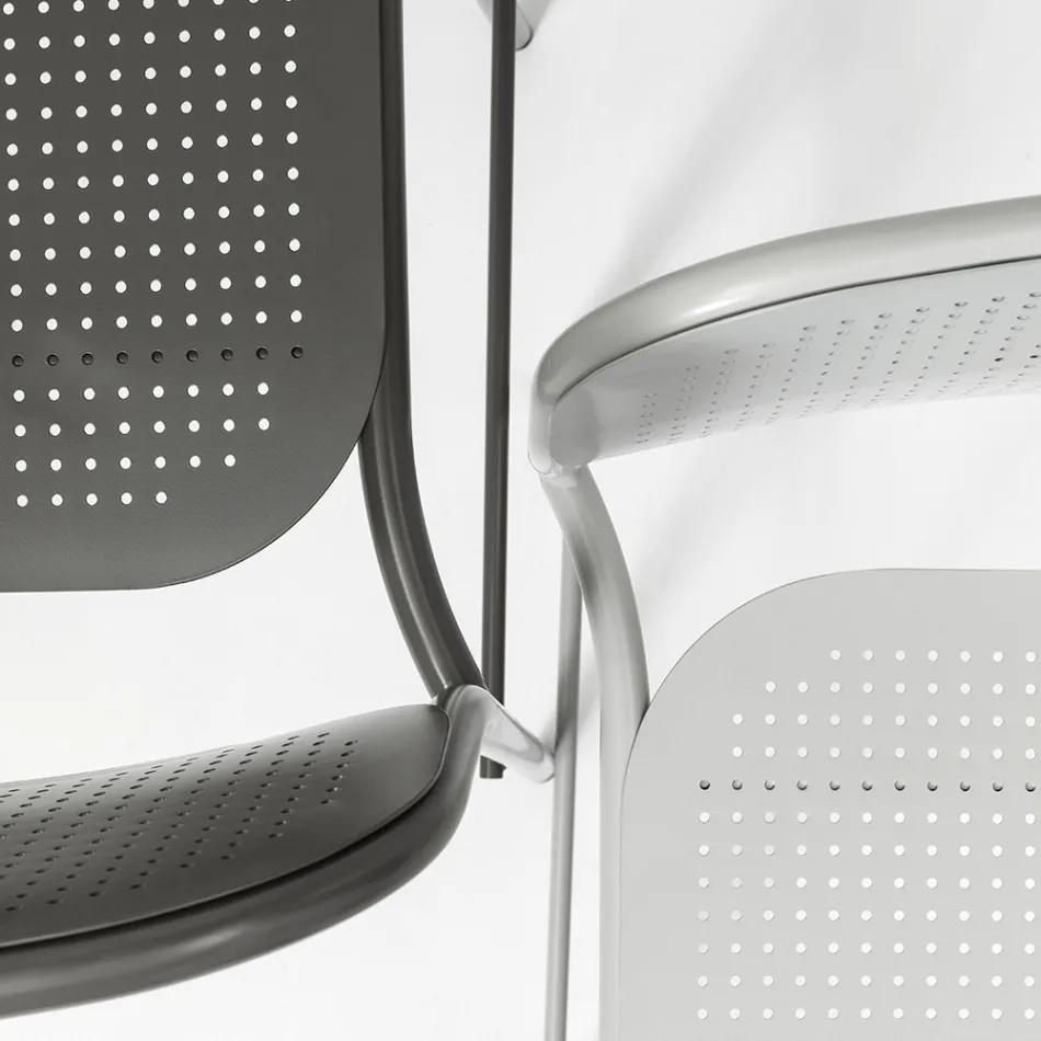 Tabouret d'extérieur empilable en métal fabriqué en Italie 2 pièces - Synergy Viadurini