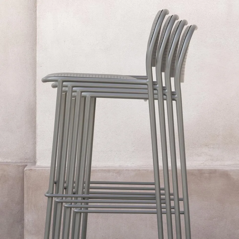 Tabouret d'extérieur empilable en métal fabriqué en Italie 2 pièces - Synergy Viadurini