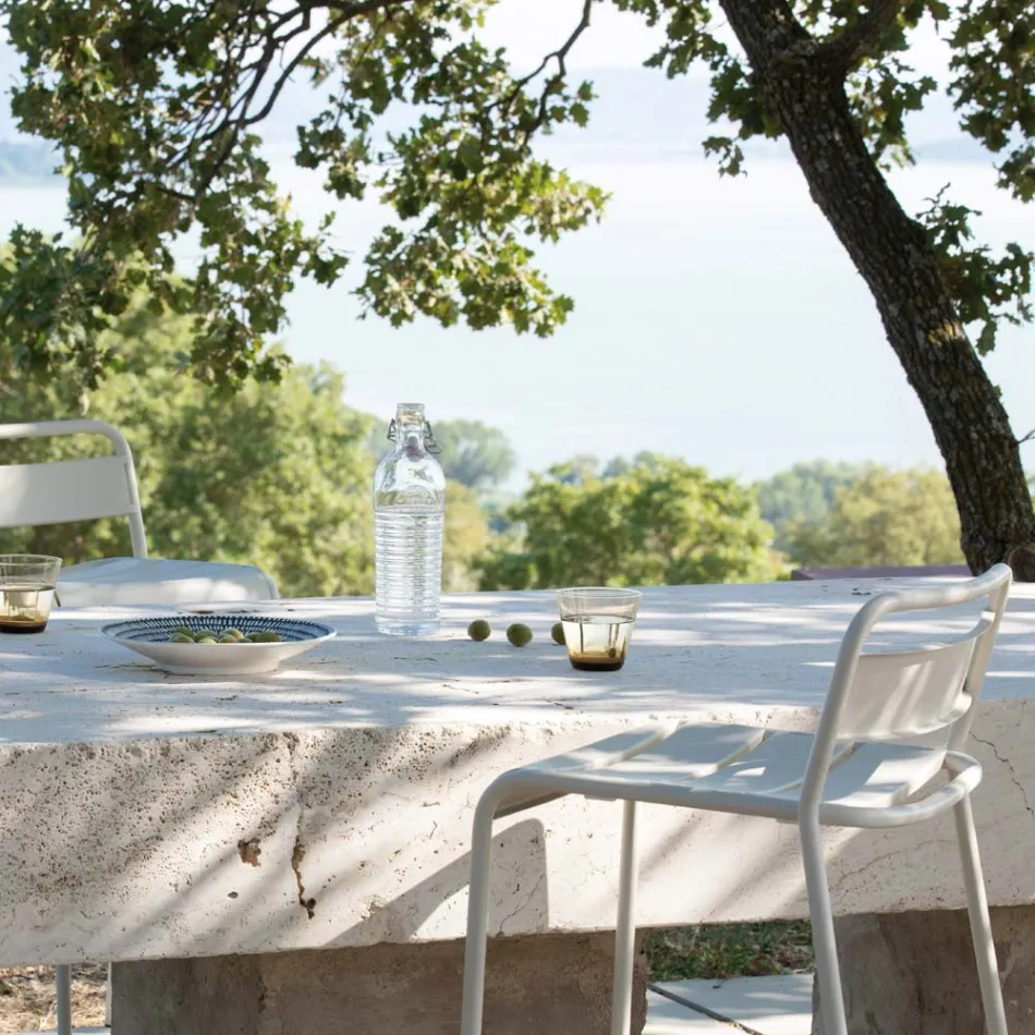 Tabouret d'extérieur empilable en métal galvanisé Made in Italy - Amina Viadurini
