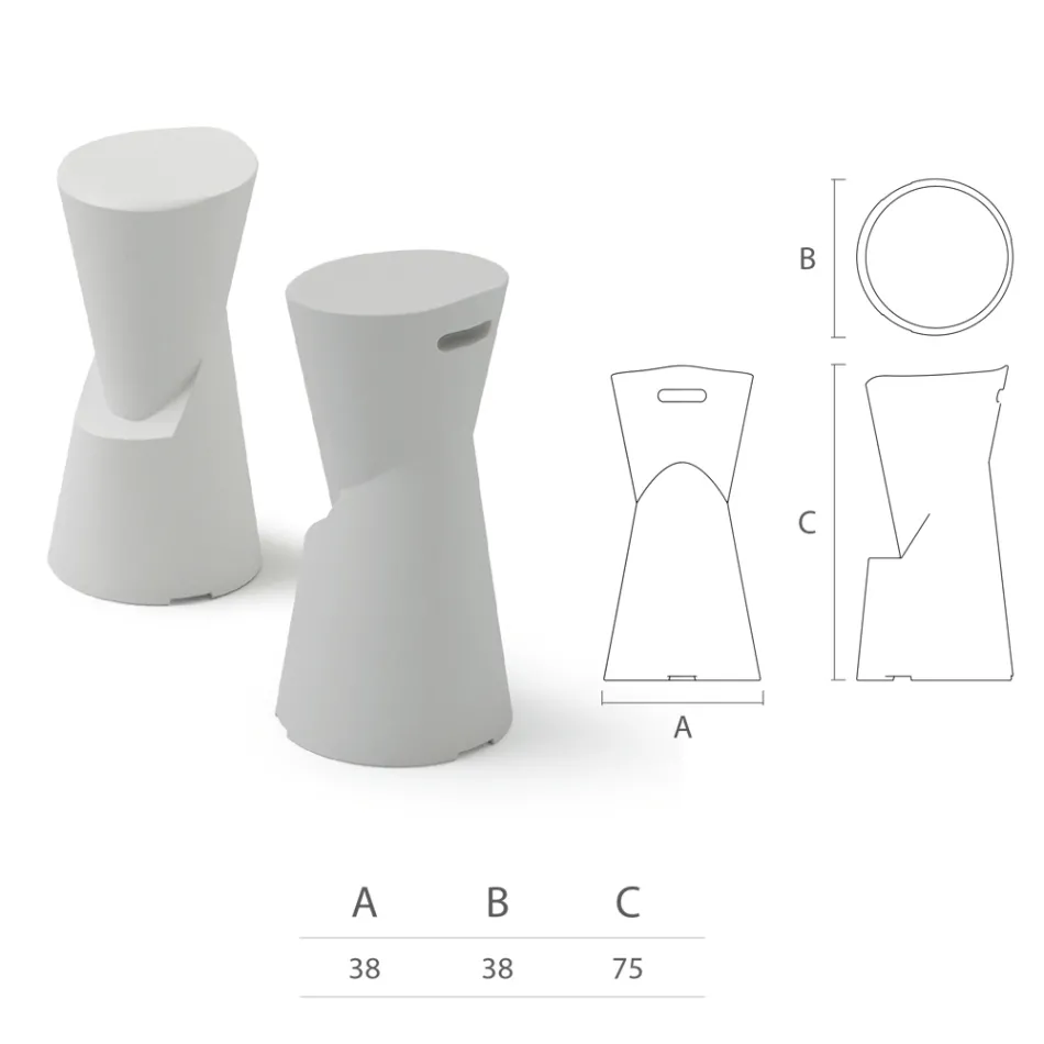 Tabouret d'extérieur en polyéthylène 7 couleurs Made in Italy - Crème Viadurini