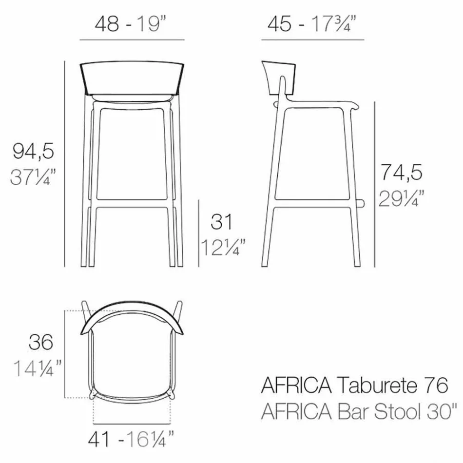Tabouret de jardin moderne Africa H 95cm de Vondom, en polypropylène Viadurini