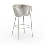 Tabouret de jardin en acier inoxydable et dossier en corde - Luxura Viadurini