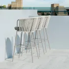 Tabouret de jardin en acier inoxydable et dossier en corde - Luxura Viadurini