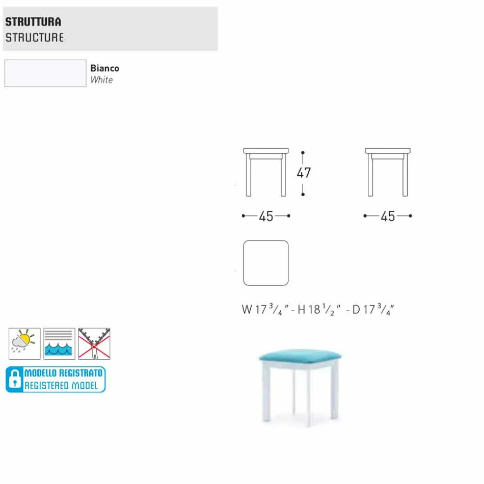 Tabouret de jardin Varaschin System en tissu et aluminium Viadurini