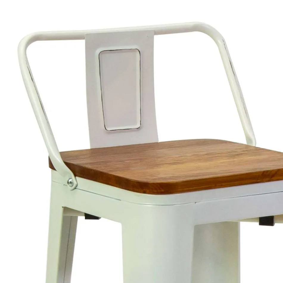 Tabouret d'intérieur et d'extérieur en fer et bois - Papeterie Viadurini