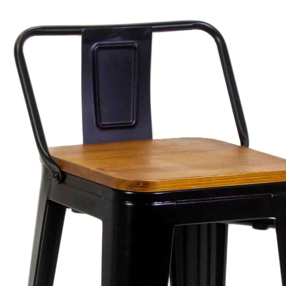 Tabouret d'intérieur et d'extérieur en fer et bois - Papeterie Viadurini