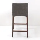 Tabouret d'intérieur en bois de frêne et simili cuir Made in Italy - Floki Viadurini