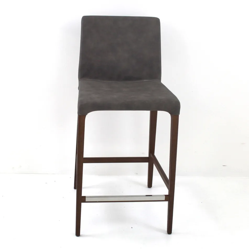 Tabouret d'intérieur en bois de frêne et simili cuir Made in Italy - Floki Viadurini