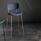 Tabouret de salle à manger en tissu de 2 finitions différentes fabriqué en Italie - Sanemi Viadurini