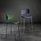 Tabouret de salle à manger en tissu de 2 finitions différentes fabriqué en Italie - Sanemi Viadurini