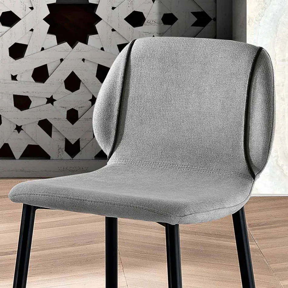 Tabouret de salon design en tissu avec bordure et métal anthracite - Scarat Viadurini