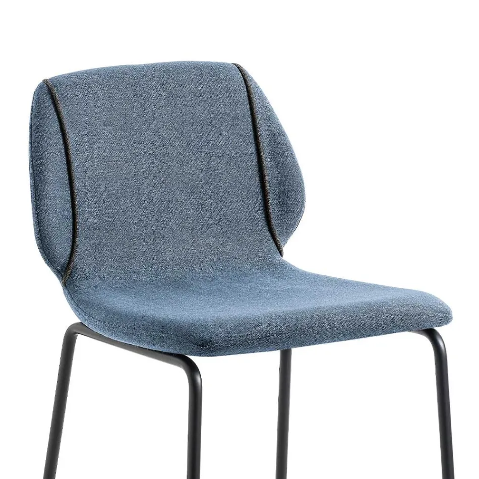 Tabouret de salon élégant et moderne en tissu avec bordure - Scarat Viadurini