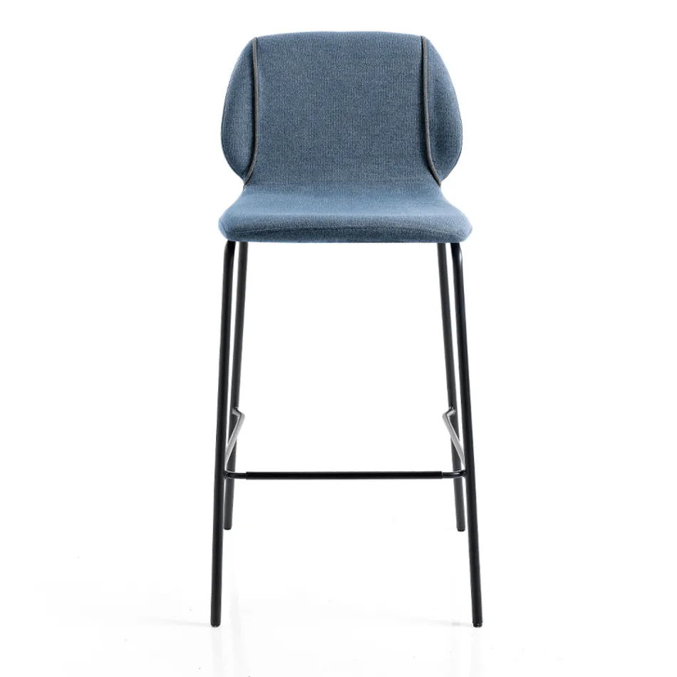 Tabouret de salon élégant et moderne en tissu avec bordure - Scarat Viadurini