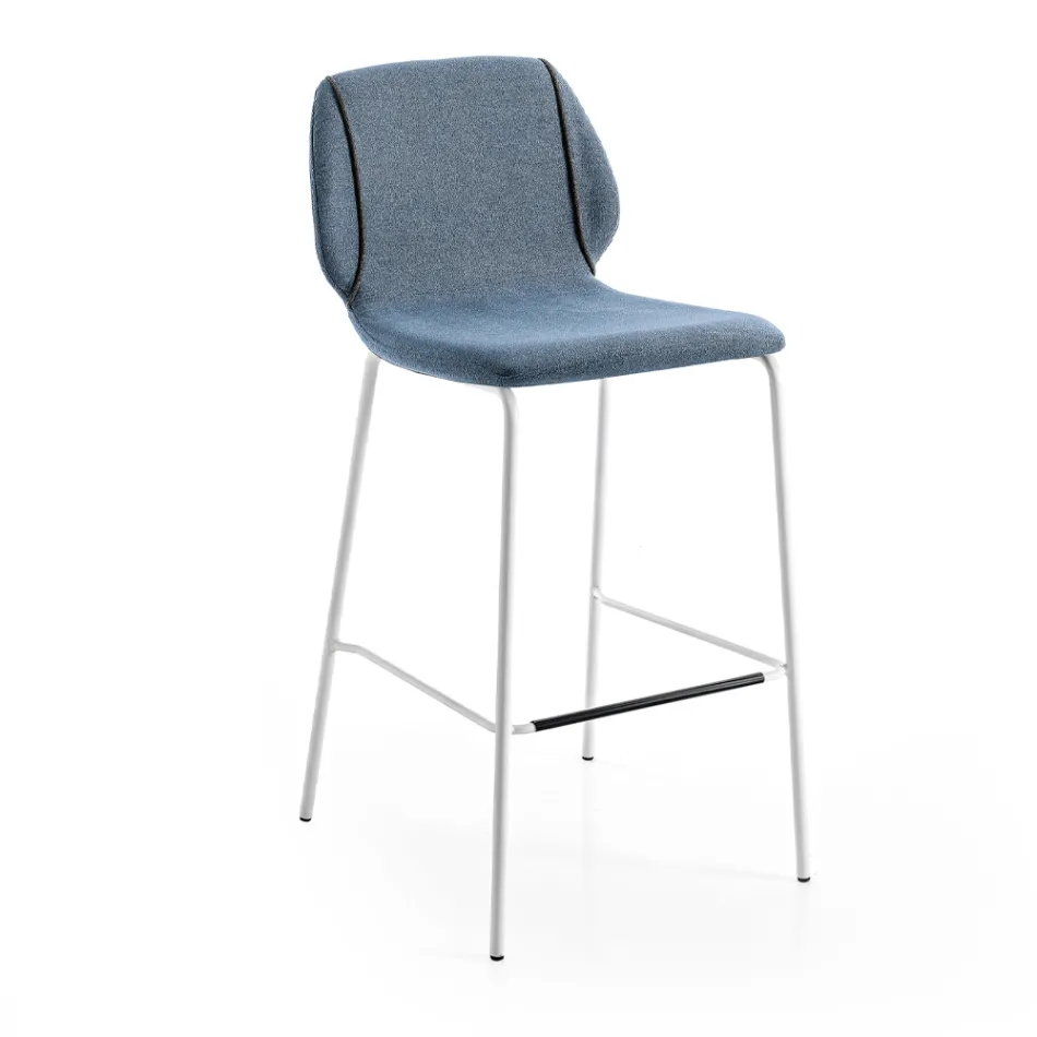 Tabouret de salon élégant et moderne en tissu avec bordure - Scarat Viadurini