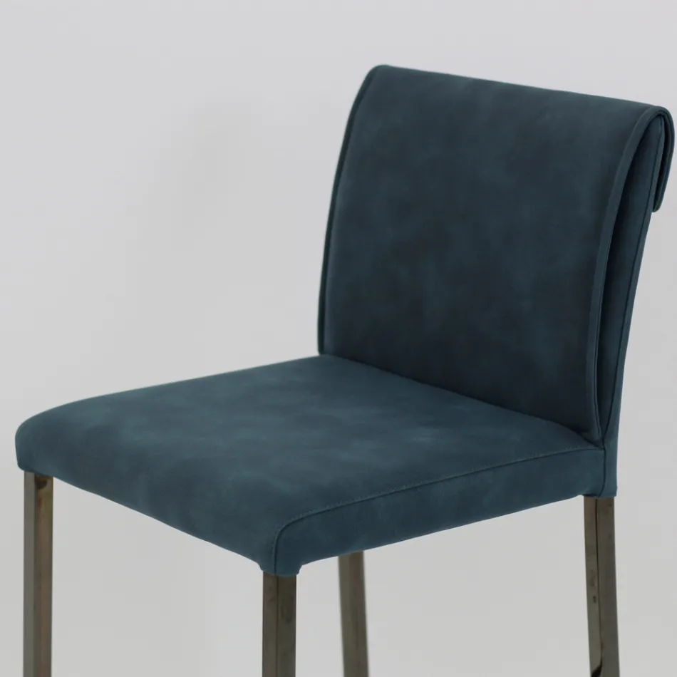 Tabouret de salon en simili cuir et structure en Nikel Made in Italy - Cleto Viadurini