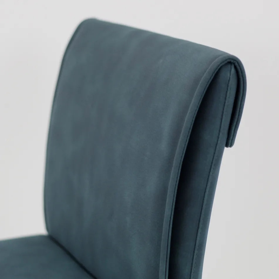 Tabouret de salon en simili cuir et structure en Nikel Made in Italy - Cleto Viadurini