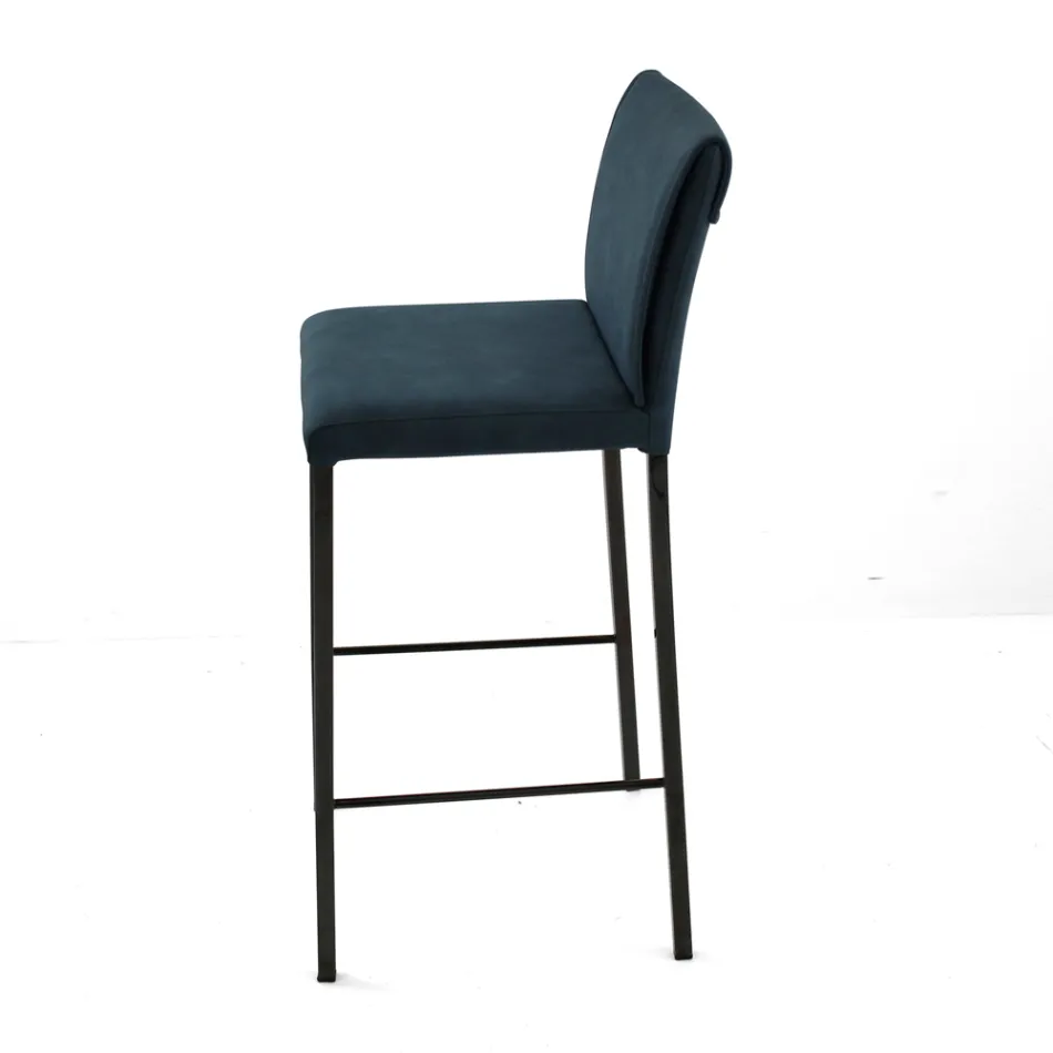 Tabouret de salon en simili cuir et structure en Nikel Made in Italy - Cleto Viadurini