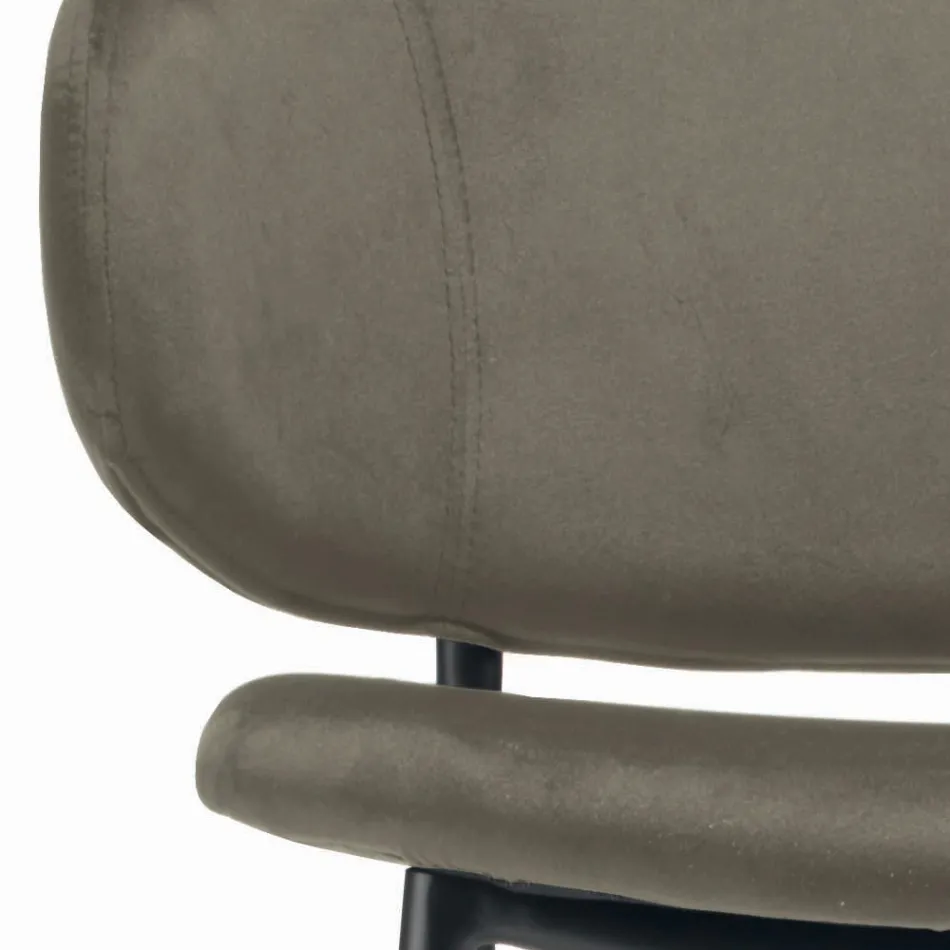 Tabouret de salon en acier et velours fabriqué en Italie - Rimini Viadurini