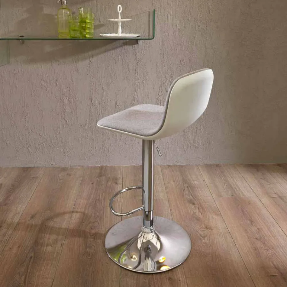 Tabouret design avec vérin à gaz en tissu et métal chromé, 2 pièces - Chrome Viadurini