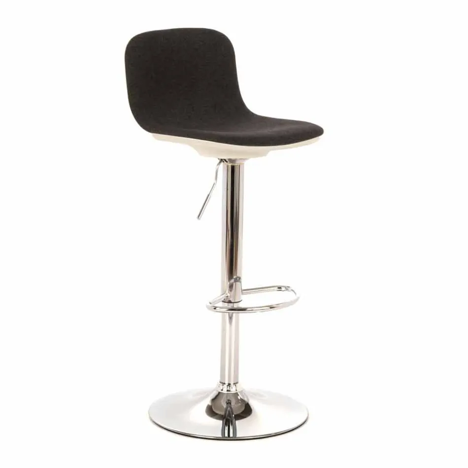 Tabouret design avec vérin à gaz en tissu et métal chromé, 2 pièces - Chrome Viadurini