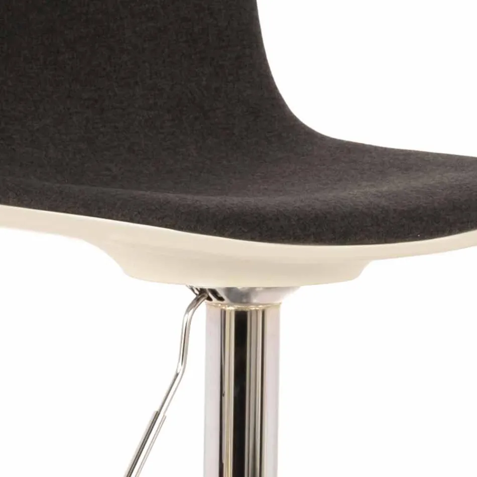 Tabouret design avec vérin à gaz en tissu et métal chromé, 2 pièces - Chrome Viadurini