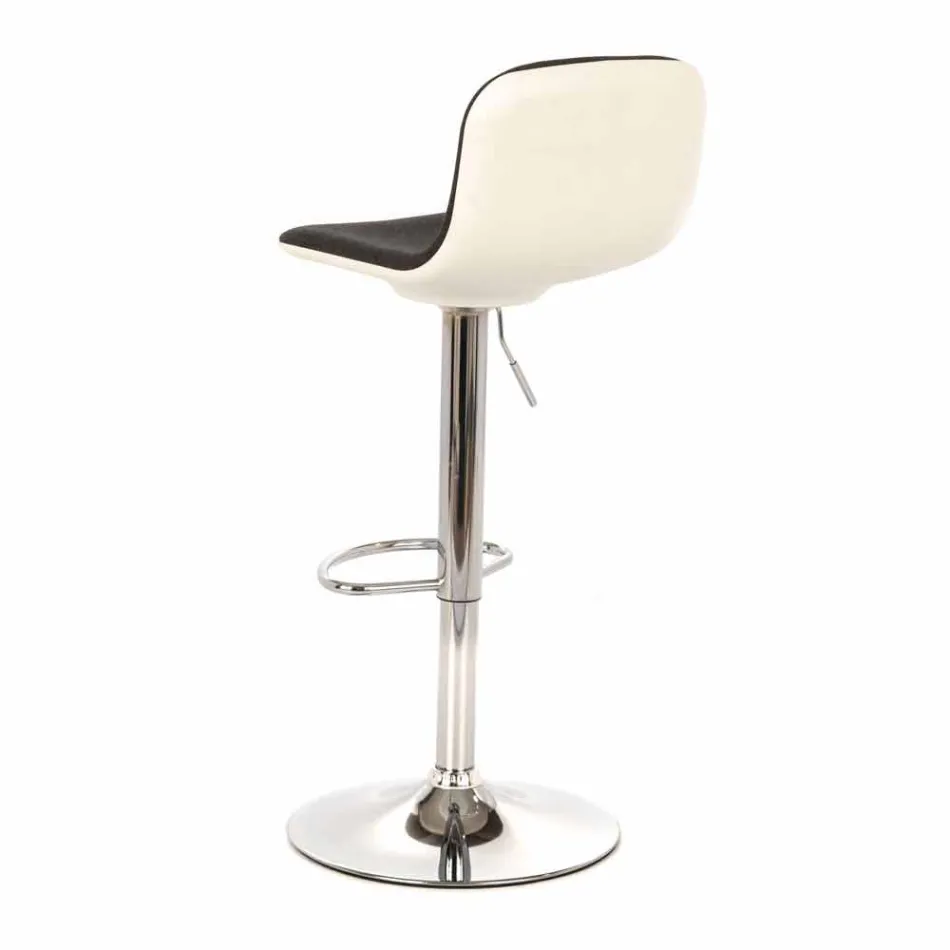 Tabouret design avec vérin à gaz en tissu et métal chromé, 2 pièces - Chrome Viadurini