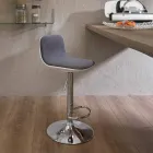 Tabouret design avec vérin à gaz en tissu et métal chromé, 2 pièces - Chrome Viadurini