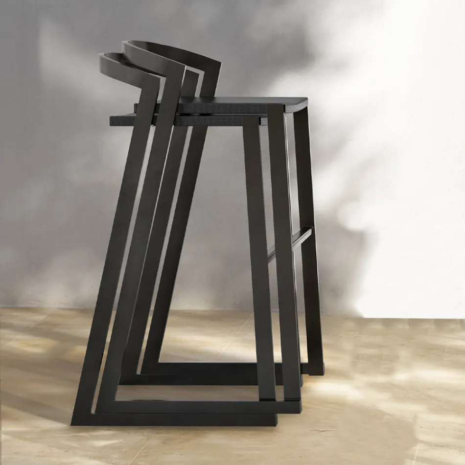 Tabouret design d'extérieur en aluminium de haute qualité, 3 pièces - Filomena Viadurini