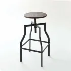 Tabouret design réglable en métal et bois fabriqué en Italie Livourne Viadurini
