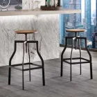 Tabouret design réglable en métal et bois fabriqué en Italie Livourne Viadurini