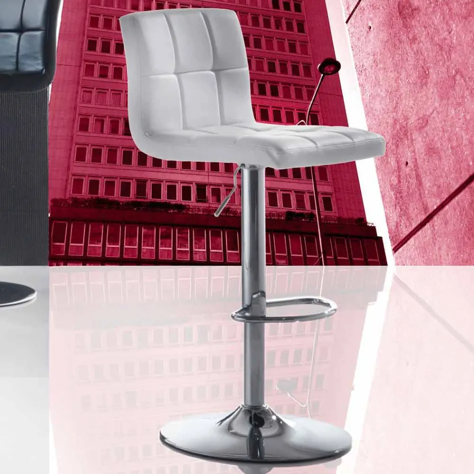 Tabouret de design moderne relevable, assise en similicuir - Delfina Viadurini