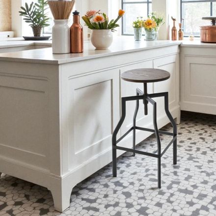 Tabouret design moderne en métal et bois réglable Livorno2 Viadurini