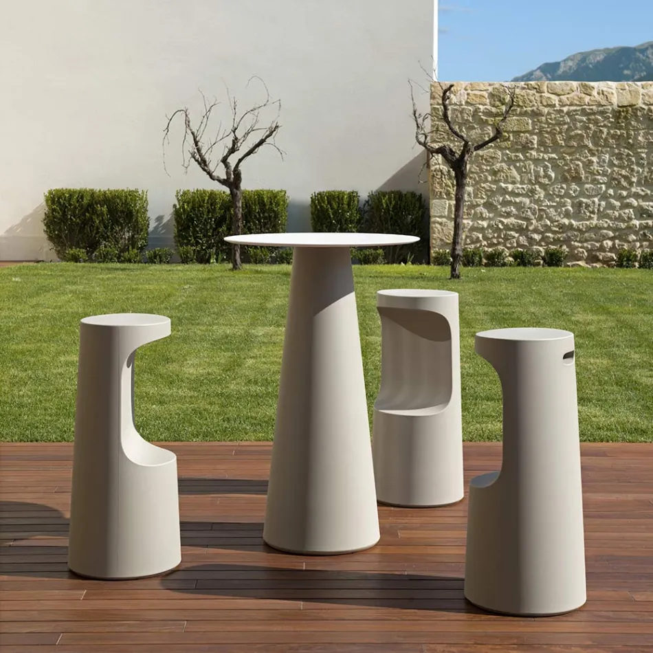 Tabouret haut design en polyéthylène mat pour l'extérieur fabriqué en Italie - Forlina Viadurini
