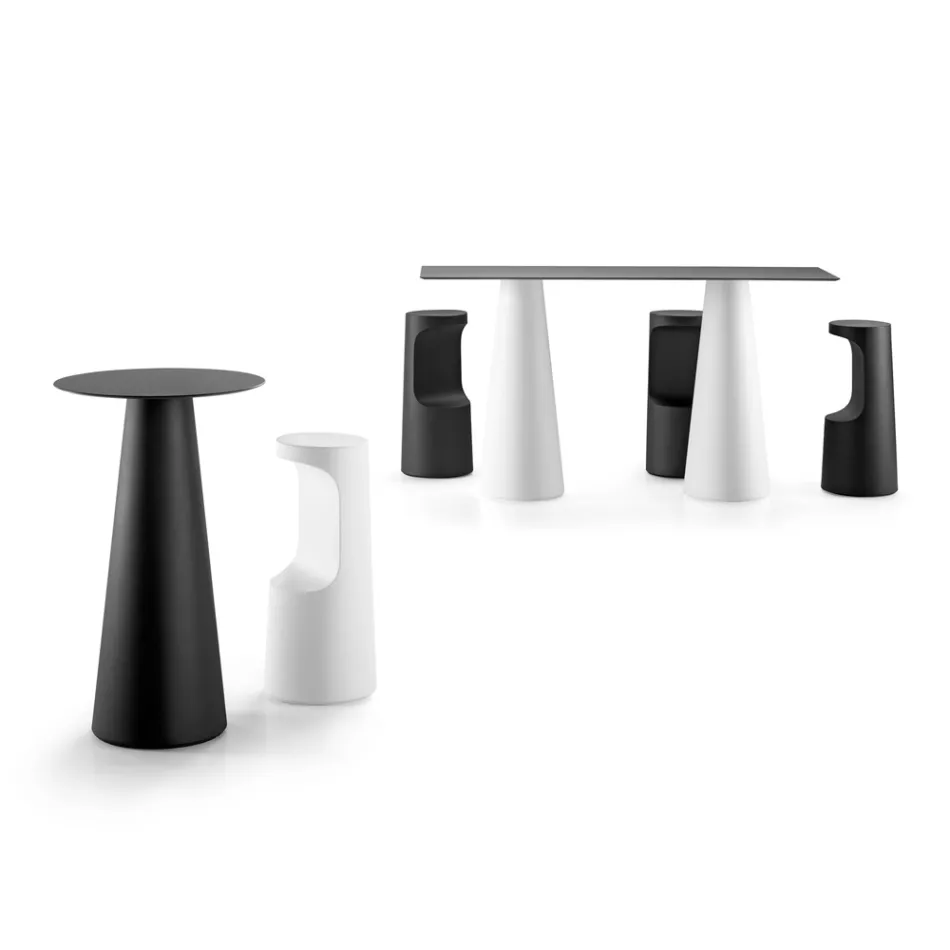 Tabouret haut design en polyéthylène mat pour l'extérieur fabriqué en Italie - Forlina Viadurini