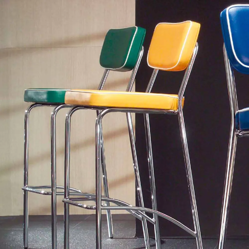 Tabouret design années 50 en simili cuir graffiti Unica Viadurini