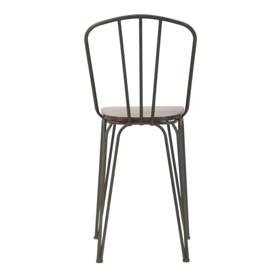 Tabouret design moderne de style industriel en fer et bois, 2 pièces - Erika Viadurini