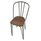 Tabouret design moderne de style industriel en fer et bois, 2 pièces - Erika Viadurini