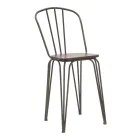 Tabouret design moderne de style industriel en fer et bois, 2 pièces - Erika Viadurini